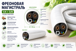 Фреонова магістраль 1/4+3/8 у розрізі — мідні труби, теплоізоляція, кабель, дренаж
